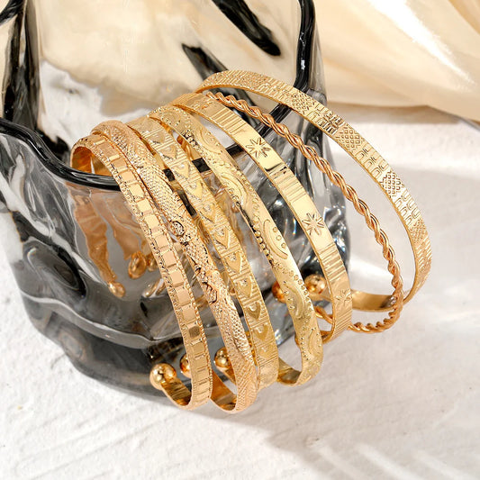 Women’s 7-Piece Luxe Punk Gold Colored Bracelet Collection