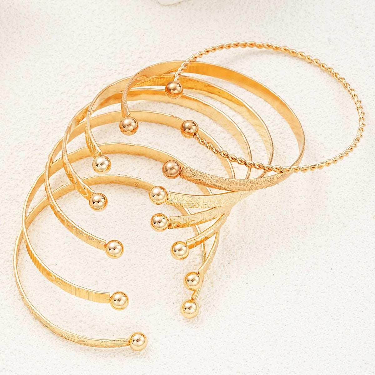 Women’s 7-Piece Luxe Punk Gold Colored Bracelet Collection