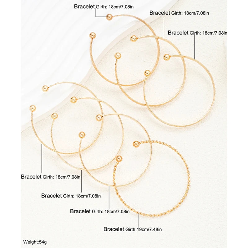 Women’s 7-Piece Luxe Punk Gold Colored Bracelet Collection